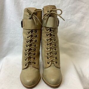 Chic Tan Lace-Up Women's Heeled Boots